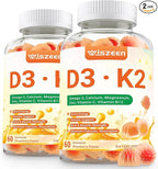 Vitamin D3 K2 Gummies, Vitamin D3 10000 IU & K2 (MK-7) 200 mcg - D3 K2 Supplement with Omega 3, Calcium, Magnesium for Bone Muscle Teeth Immune