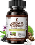 Lukaree Wormwood Black Walnut Cleanse for Human 1200mg – Ultra Gut Cleanse & Digestive Health w/Pumpkin Seed Oil,Clove,Activated Charcoal -10X Concentrated, Men & Women Probiotic Capsules -Vegan,90 CT