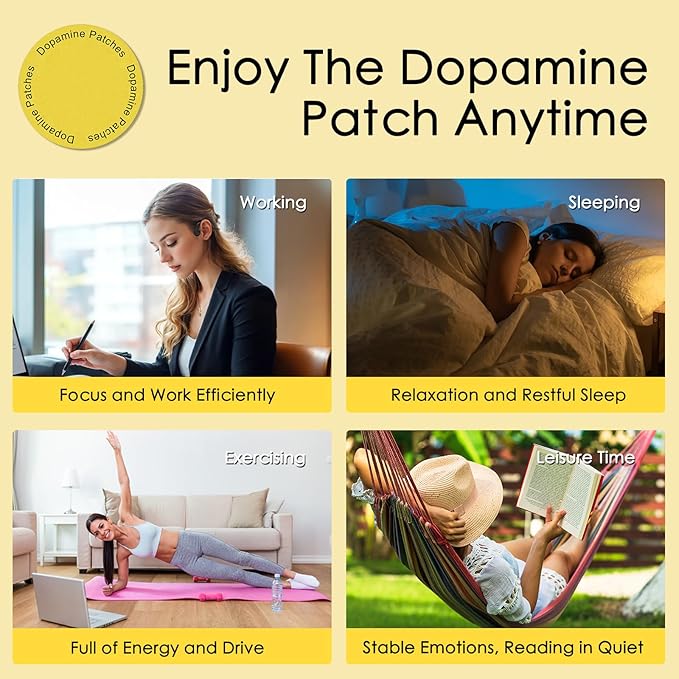 Dopamine Patches Extra Strength, Plant-Based Formula, Vegan Mood Balance Patch for Men and Women, 60 Count
