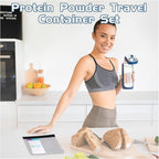Protein Powder Travel Container Set, Reusable Protein Powder Container Dispenser Supplement with Funnel Spoon Notes 14PCS Single Dose Bags and 2PCS Large Standable Zip Bags for Workout Fitness Travel