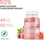 Magnesium Glycinate Gummies 1000mg, Sugar Free Magnesium Potassium Supplements Chewable for Adults with L-Threonate for Sleep, Body Support and Relaxation,90 Peach Gummies