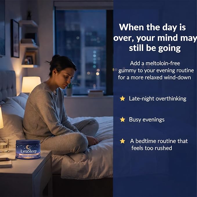 LyraSleep - Natural Sleep Gummies | Fall Asleep Gently in 30 Minutes - Help You Enjoy Restful Sleep 60 Count