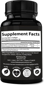 Research Labs 180 Softgels Advanced Absorption 200mg CoQ10 w/Black Pepper Extract. 2 for 1 Ad. Organic, Gluten Free, Heart Health Support, Energy Production, Antioxidant Supplement