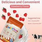 Colostrum Gummies | Delicious 1g per Serving Grass Fed Bovine Colostrum Supplement | Colostrum Chews for Gut Health, Immunity, Hair, Skin and Beauty | 60 Gummies, Strawberry Flavor