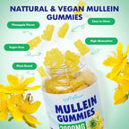softbear Mullein Gummies for Lungs, 2000mg Mullein Leaf Extract Supplement for Respiratory & Digestive & Immune Support, Organic, Vegan, Sugr-Free, Pieneapple Flavor 60 Count