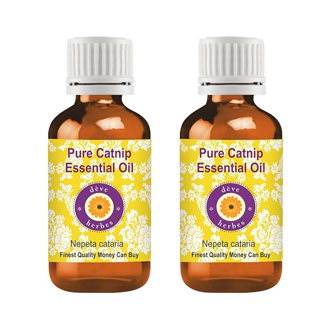 dève herbes Catnip Essential Oil (Nepeta cataria) Pure | Non-Sticky | Non-Greasy | Lightweight | Men & Women | All Skin Types | Steam Distilled 100ml X 2 (6.76 oz)