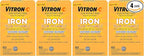 Vitron-C Iron Supplement, Once Daily, High Potency Iron Plus Vitamin C, Support Red Blood Cell Production, Dye Free Tablets, 60 Count (Pack of 4)