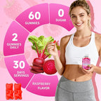 Beet Root Gummies for Women & Men, Beetroot Supplement Beet Chews with Vitamins Grape Seed for Antioxidant Supoort & Immune Health, Sugar-Free/Vegan/Organic,Raspberry Flavor 120 Count