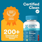 SmartyPants Men's Multivitamin Gummies with Omega 3 DHA/EPA, Methylfolate, Vitamin D3, C, B12, B6, A, K, Zinc, Raspberry Lemonade Flavor, 90 Count (30 Day Supply)