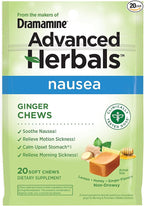 From the Makers of Dramamine, Advanced Herbals Ginger Chews for Nausea Relief, Morning Sickness Relief & Motion Sickness Relief During Travel, Lemon-Honey, 20 Count