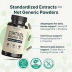VINATURA Cortisol Supplements for Women - Cortisol Detox and Management - Adrenal Support, Stress Support, 60 Vegan Capsules