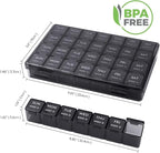 Lifewit Monthly Pill Organizer, 28 Day Pill Box, 4 Weeks One Month Vitamin Cases, Large Compartments Medicine Organizer for Fish Oils, Supplements, 56 Grids, Black