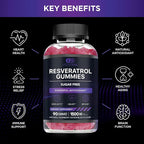 Effective Nutra Resveratrol Gummies 1500mg – Sugar Free Antioxidant Supplement for Heart Health, Immunity & Brain Support – Vegan, Non-GMO, 3rd Party Tested, Raspberry Watermelon, 90 Count