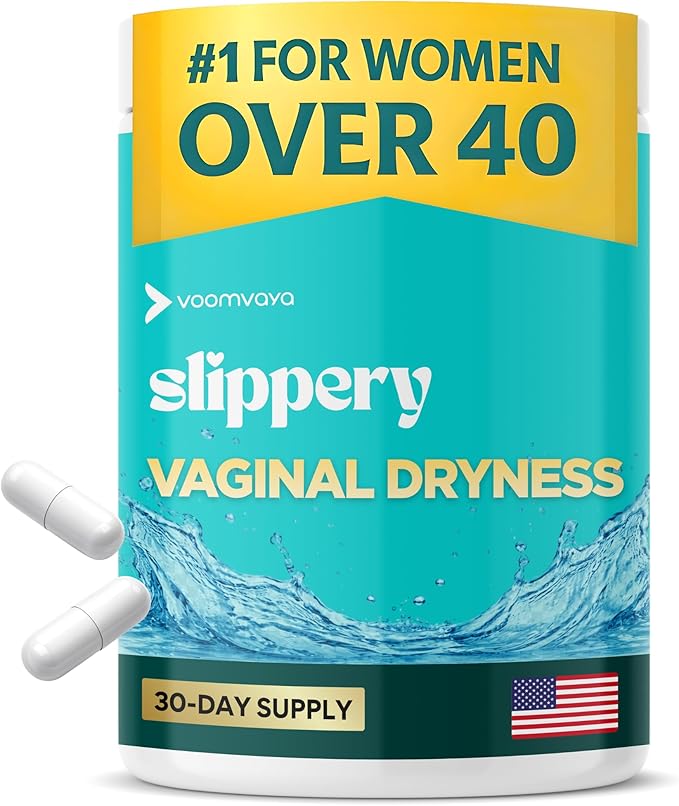 VoomVaya Slippery – Vaginal Dryness Relief for Women Over 40 – Vaginal Moisturizer with Slippery Elm for Women to Support Vaginal Moisture – 60 Capsules