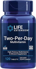 Life Extension Two-Per-Day Multivitamin - Packed with Over 25 Vitamins, Minerals & Extracts -Vitamins B6, C, D - Zinc - Two-Month Supply - Non-GMO, Gluten-Free - 120 Tablets