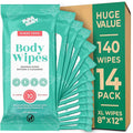 Body Wipes - (14 Pack) - 140 XL Bath Wipes for Adults No Rinse, Adult Wipe for Elderly - Body & Face Gentle Skin Cleansing, Shower Wipe Bathing for Travel, Elderly, Car, Gym, Camping (8x12 Inch)