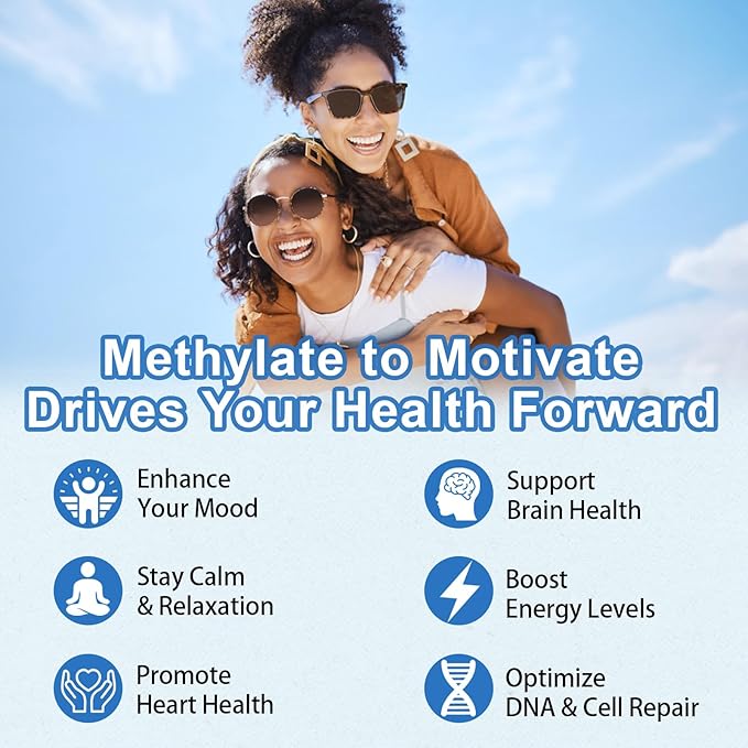 L-Methylfolate 15mg Gummies with Methyl B12, Folate 5-MTHF Supplement for Mood, Brain Health, Cognition & Immunity, Sugar Free, Vegan, Non-GMO, 60 Count