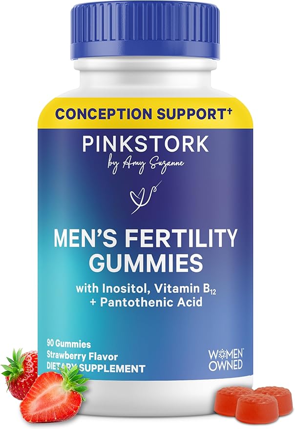 Blue Stork Fertility Supplement Gummies for Men - Male Prenatal Vitamins, Conception Support for Him - Reproductive Health, Hormonal Balance & Motility - 90 Count