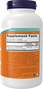 Now Supplements,Magnesium Citrate 200 mg,Enzyme Function*,Nervous System Support*,250 Count (Pack of 2)