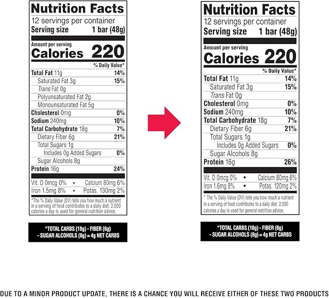 Atkins Peanut Butter Granola High Protein Bar, High Fiber Snack , 16g Protein, 1g Sugar, 4g Net Carb, Protein Snack, 12 Count