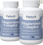 Pattern Wellness Magnesium Complex – Supports Muscle, Bone & Relaxation Health – with Zinc & Vitamin D – Daily Support Formula – 120 Vegan Capsules