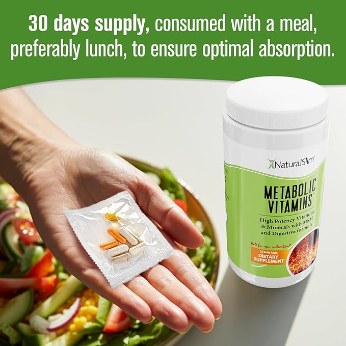 NaturalSlim Metabolic Vitamins - Combination of High Potency Multivitamins, Minerals, B Complex, Msm, & Digestive Formula Supplements for Men & Women - Energy & Metabolism Support - 2 Pack