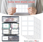 Zentiky Small Daily Pill Organizer with Labels, Medicine Pill Organizer Fit with Your Purse or Pocket for Travel to Hold Vitamin, Fish Oil, Supplement,Cotton Swabs, Bandages or Jewelry-Black
