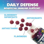Kids Immune Support Elderberry Gummies - Daily Children's Vitamins C, Zinc & Kids Support Gummy - Nature's Sambucus Elderberry Supplement, Vegan, Gluten-Free, Tasty Berry Flavor - 120 Gummies