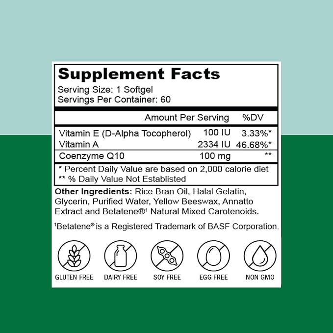 Zaytun Halal CoQ10 Highly Absorbable, One Per Day, Supports Heart Health Support and Energy Production, 60 Mini Softgels, Made in USA - Halal Vitamins