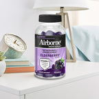 Airborne Elderberry + Zinc & Vitamin C Gummies for Adults,Immune Support with Antioxidants Vitamins C,D & E,Elderberry Flavor,130 Count (Pack of 2)
