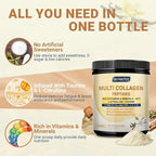 DRFOSTER Vanilla Collagen Peptides Powder for Women & Men, Multi Type I II III V X Collagen with multivitamins & Minerals for Skin, Hair & Nails & Joints, Non-GMO, 35 Servings