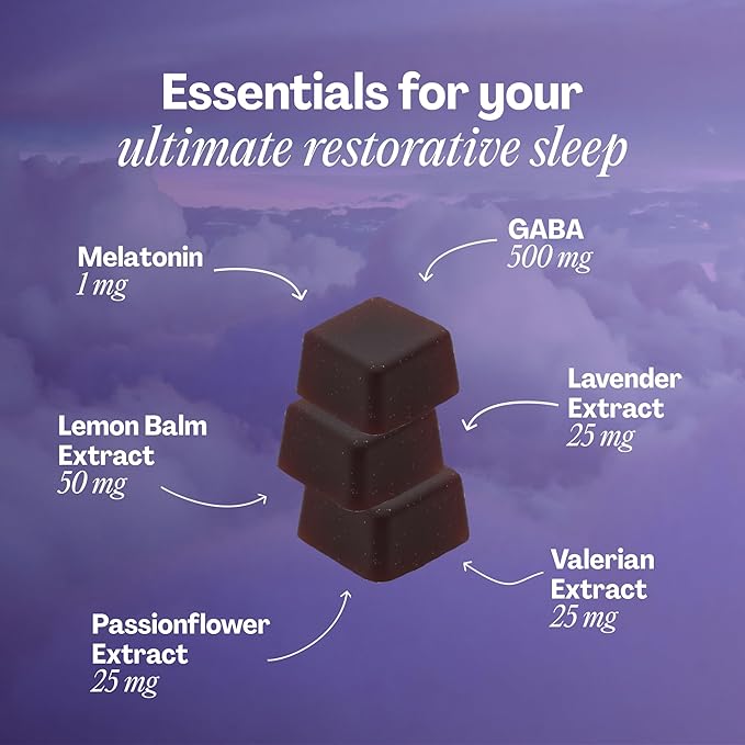URVI® Sleep Gummies – 1mg Melatonin, 500mg GABA, Lemon Balm, Lavender, Valerian & Passionflower – Relaxation & Restful Sleep – Vegan, Sugar-Free, Gluten-Free – Cherry Flavor, 60 Count