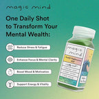 Magic Mind Focus Energy Drink Shots - No Jitters, Stress Relieving, Ashwagandha, Functional Mushrooms, Matcha Green Tea, Vitamin B12, Vitamin C - 2 FL Oz (5 Pack)
