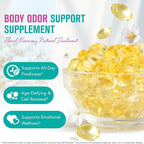 Body Deodorizing Supplement, Odor Capsules for Women and Men, Supports Menopause Body Odor Control, Fresh Breath, Supports Immunity and Digestion, Non-GMO Softgels 120 Count.