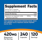 Nutricost Magnesium+ Extra Strength 420mg, 240 Capsules - 120 Servings. Magnesium Oxide and Glycinate - Non-GMO, Gluten Free, Vegan Friendly
