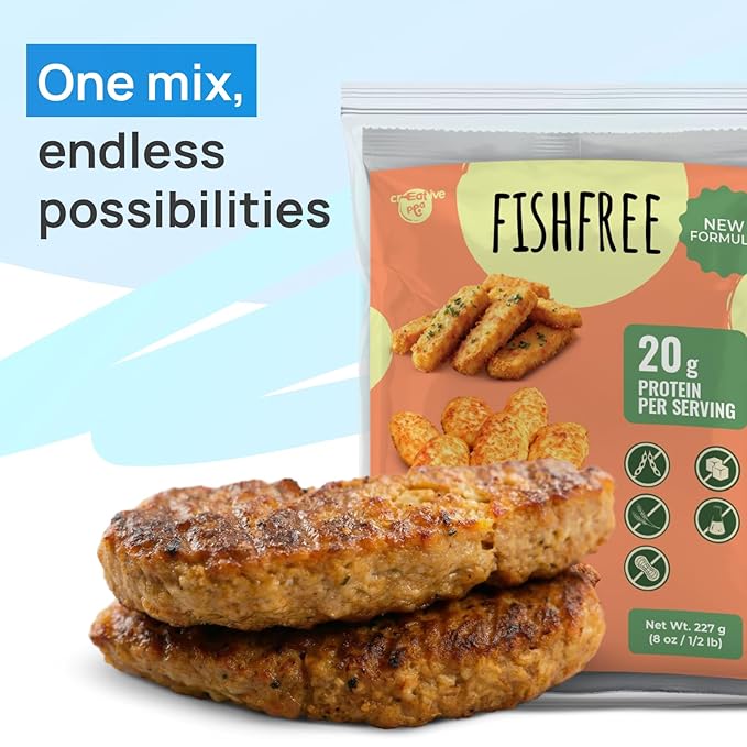 Creative Pea Plant-Based Fish Style Mix | High Protein Shelf-Stable Vegan Protein | Pea Protein | Just Add Water & Oil | Seafood Alternative for Patties, Nuggets, Cakes & Wraps | Gluten-Free | 227g