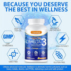 Omega 3 Fish Oil,Fish Oil Omega 3 Supplement for Women & Men,1280mg Per Serving High EPA & DHA Supports Heart, Brain & Joint Health,Non-GMO
