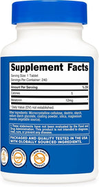 Nutricost Melatonin 12mg, 240 Tablets - 12mg Per Serving, Non-GMO, Gluten Free