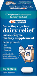 A+Health Dairy Relief Lactase Enzyme 96 Count, 9000 FCC Caplets, Fast Acting, Dye-Free, Dietary Supplement, Helps Prevent Gas, Bloating, Diarrhea Associated with Lactose Intolerance