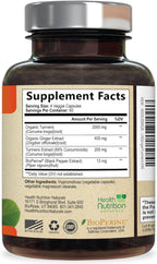 Turmeric Curcumin Supplement - 2000mg Organic Turmeric & 400mg Organic Ginger per Serving - 95% Curcuminoids & BioPerine Black Pepper for Best Absorption & Joint Support, Bottled in USA - 240 Capsules