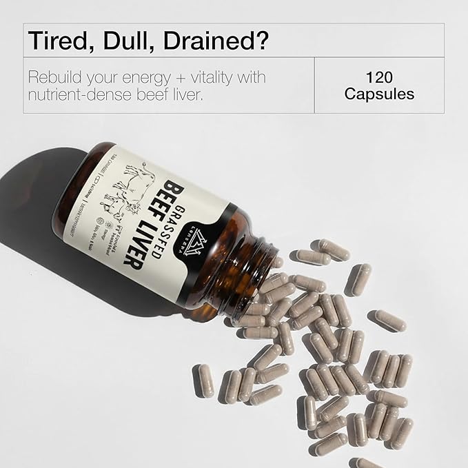 Lonvera Grass Fed Beef Liver Supplement – 3000mg Freeze Dried Desiccated Organs – Nutrient Source for Joints, Bones, Hair, Skin, Nails & Daily Energy – 120 Pasture-Raised Capsules - 60 Day Supply