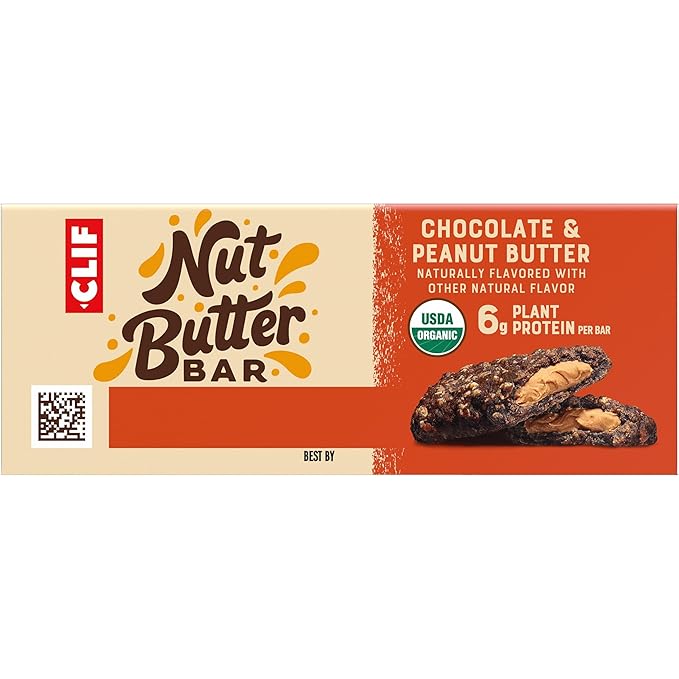 CLIF Nut Butter Bar - Chocolate Peanut Butter - Energy Snack Bars - Non-GMO - USDA Organic - Plant Based - Low Glycemic - 1.76 oz. (5 Pack)