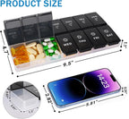 Mossime XL Large Daily Pill Organizer 2 Times a Day, Extra 7 Day Pill Box Am Pm, Weekly Day Night Vitamin Holder, Medicine Organizer, Big Pill Container, Medication Dispenser 14 Compartments