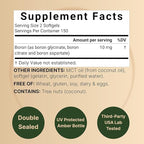 Boron 10mg, 300 Softgels with MCT Oil | High Absorption | Triple Action Boron Supplement for Men & Women | Glycinate, Citrate, & Aspartate Complex | Trace Minerals for Hormone, Bone, & Joint Support