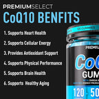 CoQ10 Gummies for Adults 500mg – Sugar Free, 120 Gummies – with Omega-3, Vitamin B3 & Zinc – Supports Heart Health, Cellular Energy & Antioxidant Support Gummy Chews