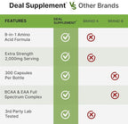 Essential Amino Acids (EAA) 2000mg Per Serving, 300 Capsules – Unflavored - 9 in 1, All BCAAs (Branched-Chain Aminos) – Lean Muscle Support & Natural Pre Workout Supplement