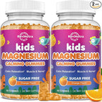 2 Pack Calm Magnesium Gummies for Kids - Magnesium Glycinate Supplement for Sleep, Brain, Immune & Bone Health - Great Tasting Magnesium Gummies for Adults & Kids - Sugar Free Orange