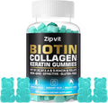 zipvit Biotin Collagen Gummies – Hair Skin and Nails Vitamins for Women & Men – Hair Growth Vitamins: B1, B2, B3, B6, B7, Collagen, Keratin, Vitamin A & D – Hair Growth Supplement – 60 Gummy Bears
