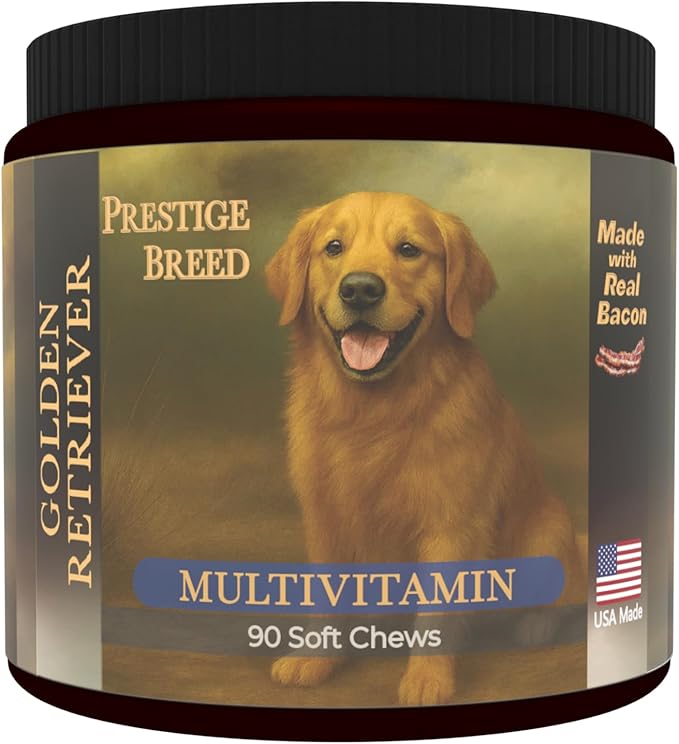 Multivitamins, Balanced Nutrition for Your Golden Retriever, 90 Count, Made in the USA with Real Bacon