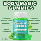 Body Magic Gummies, Chlorophyll Supplement with Peppermint & Chlorella - 60 Gummies, Lychee Flavor, Plant-Based Pectin, Supports Overall Wellness & Freshness